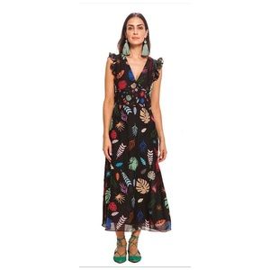 Carolina K Lumi Dress in Leaves/Black